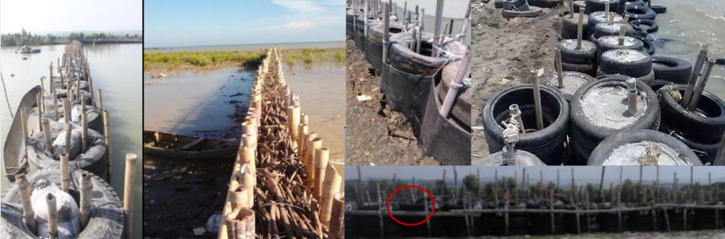 Alat Pemecah Ombak dari ban bekas dan bambu